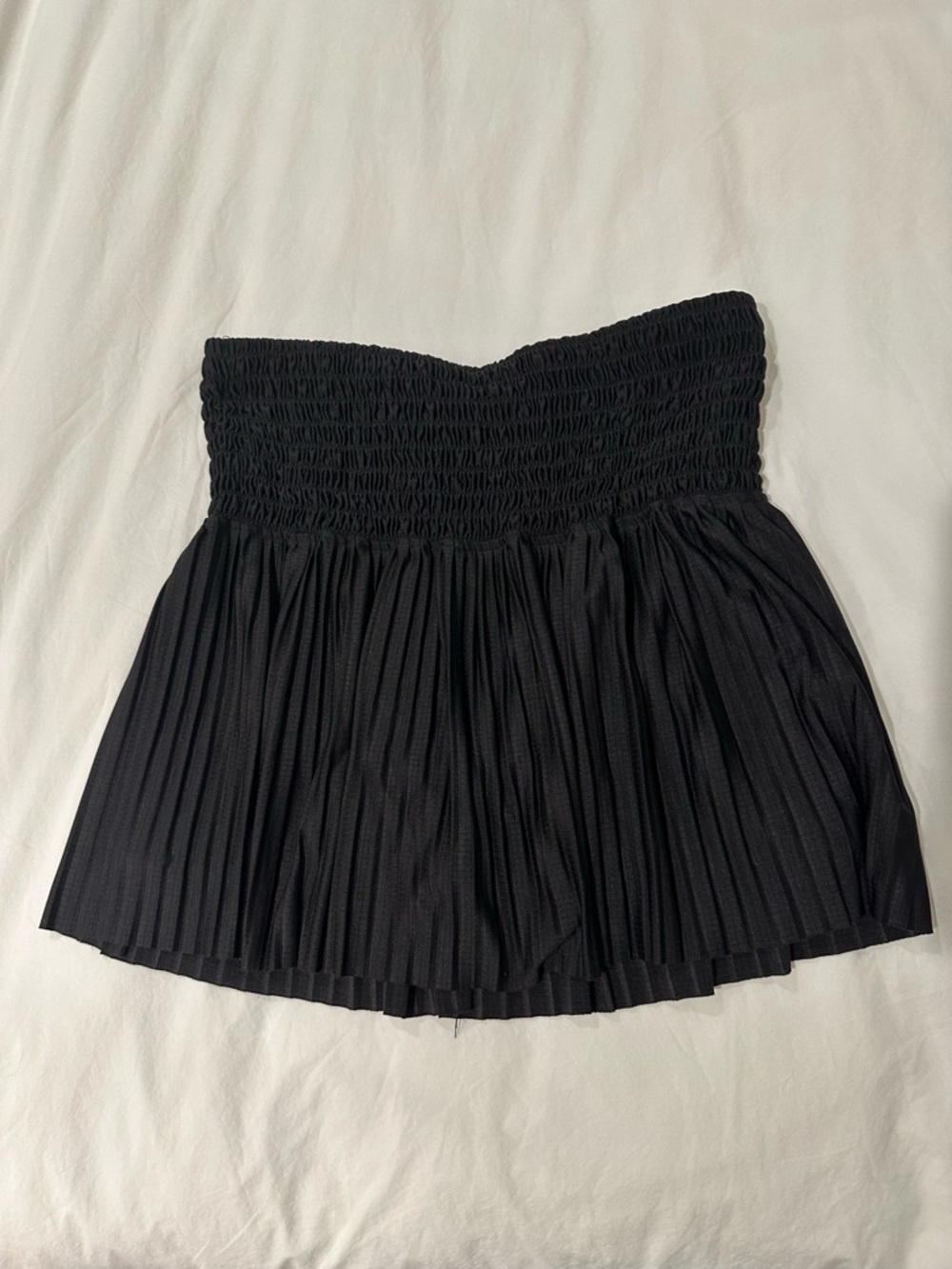 Lucky in Love Black Smocked Pleated Mini Skirt